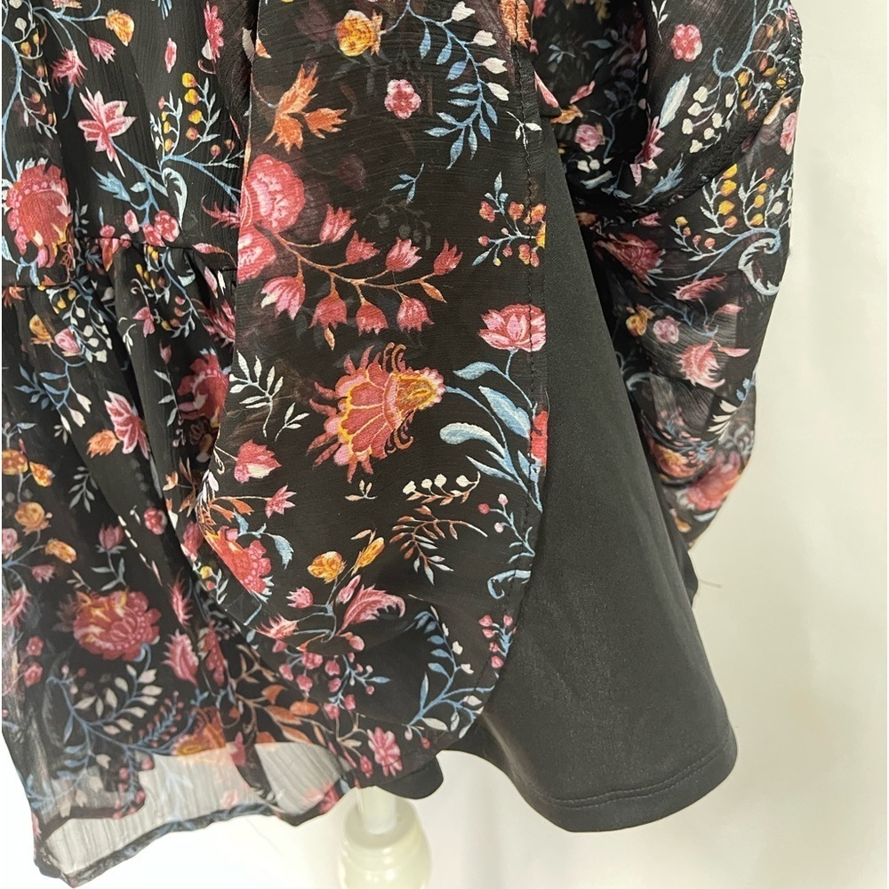Harper 241 black and floral ruffled collar boho dress women’s size 6 - Picture 10 of 15